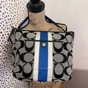 Coach, Vintage Signature Shoulder bag, black and blue.